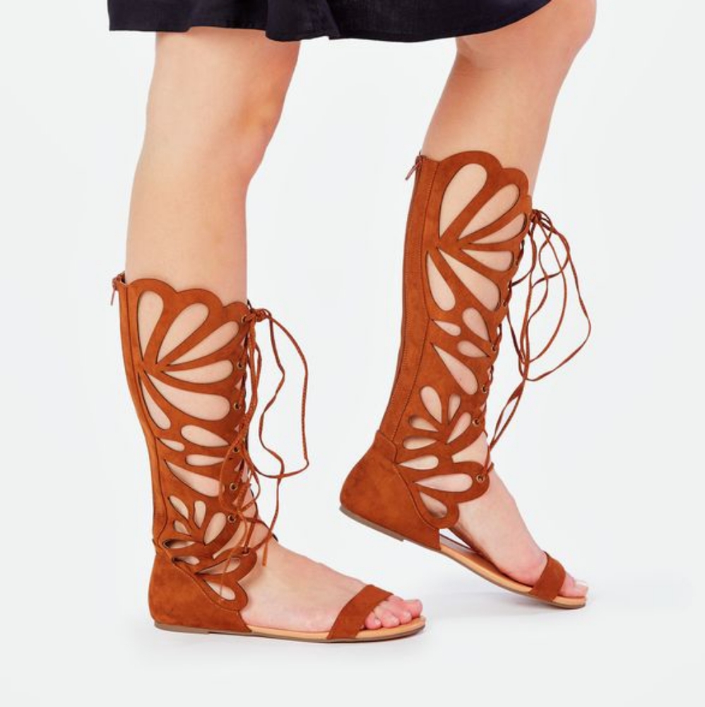 JustFab Laurie-Anne Gladiator Sandal - Whiskey - 8.5